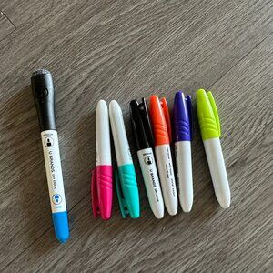 U Brands 6ct Mini & 1 Large Dry Erase Markers and Eraser - Fashion Colors